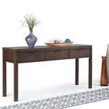 SIMPLIHOME Hollander Console Table - 60 Inch Wide Solid Wood Sofa Table in Warm Walnut Brown, Contemporary Storage Table for Entryway or Living Room with 3 Drawers and Sleek Metal Hardware SIMPLIHOME