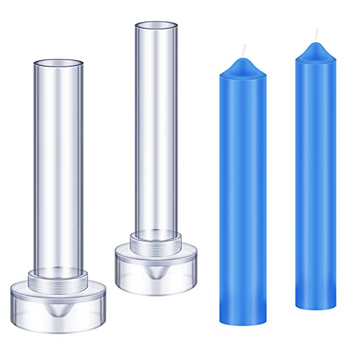 2 Pieces Taper Candle Mold Cylinder Candle Moulds Pillar Candle Molds for Making Emergency Candles and Table Candles with Wire Wicks Clips Tool kit