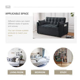 Yaewzbr Velvet Convertible Sleeper Sofa， 3-in-1 Pull Out Couch Bed with Pillows，Adjustable Backrest，Storage Pockets with Armrests for Living Room & Bedroom（Black Yaewzbr