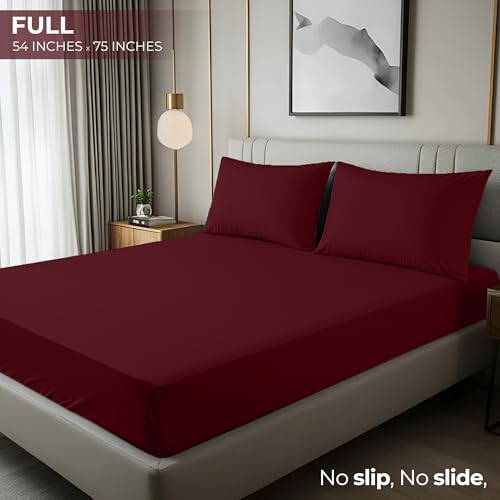 Utopia Bedding Full Fitted Sheet - Bottom Sheet - Deep Pocket - Soft Microfiber - Shrinkage and Fade Resistant - Easy Care -1 Fitted Sheet Only (Red Burgundy) Utopia Bedding