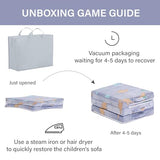 Givjoy Foldable Floor Mattress for Kids, Glow in The Dark Dinosaur Toddler Washable Folding Floor Mat for Nap Daycare, Child Trifold Futon Sofa Bed with Storage Bag for Playroom Girls and Boys Blue Givjoy