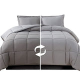 Elegant Comfort 3-Piece Reversible Comforter Set, All Season Cozy, Soft Down Alternative, Quilted - Box Stitched - Duvet Insert with 4 Corner Tabs, Comforter with Shams, Twin XL, Gray/Silver Elegant Comfort