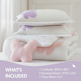 Intelligent Design Kids Rio Full/Queen Comforter Set – Girls’ Reversible Tufted Chenille Bedding with Pastel Purple Butterflies and Pink Dot, 4pcs Intelligent Design