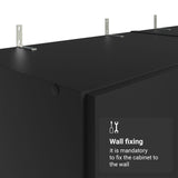 Madesa 4 Doors Storage Cabinet with Ample Shelves Space 63" L Utility Armoire Closet Entryway and Bedroom Organization Unit (Black) Madesa