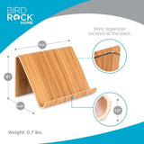 Sofia + Sam Bamboo Tablet Holder and Stand - Natural Wood - Adjustable Base for Surface, E-Readers, Smartphones - Kitchen Tabletop Organizer - Portable Stand for Books, Cookbooks, and Devices Sofia + Sam
