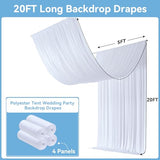 20ftx20ft White Backdrop Ceiling Drapes,4Panels 20ft Height Wrinkle Free Tent Draping Curtains, Fabric Drapery Ceiling Drapes for Wedding Ceremony Birthday Theme Parties with Rod Pocket Outpain