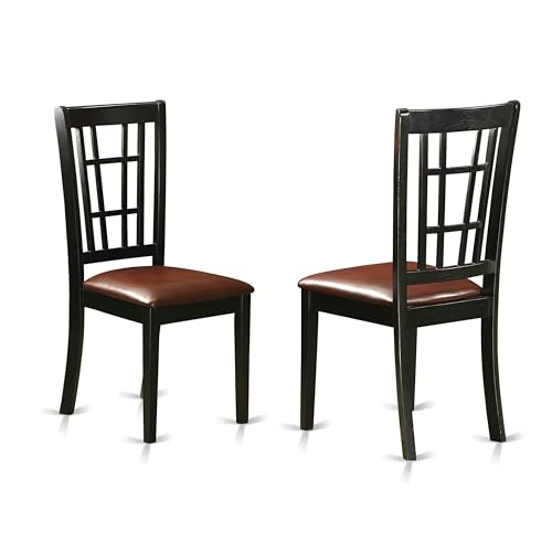 East West Furniture KENI7-BCH-LC 7 Piece Dining Room Furniture Set Consist of an Oval Kitchen Table with Butterfly Leaf and 6 Faux Leather Upholstered Chairs, 42x60 Inch, Black & Cherry East West Furniture
