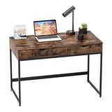 Bestier Small Rectangular Office Writing Computer Workstation Vanity Makeup Desk Minimal Elegant Simple Style with 2 Large Drawers, Rustic Brown Bestier