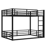 Full Over Full Bunk Bed Frame with Noise Reduced Design, Heavy Buty Floor Bunk Bed with Build in Ladder for Kids, Teens, No Box Spring Needed, Not Include Mattress Bellemave