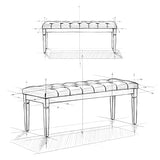 SIMPLIHOME Waverly Wide Traditional Rectangle Tufted Ottoman Bench Linen Look Fabric, Assembled, for The Living Room and Bedroom, 48 inch, Natural SIMPLIHOME