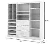 Bestar Closet Organizer System 86-inch for Walk-In Closets, Bedroom, Entryway, Pur Collection, Modern, White Bestar