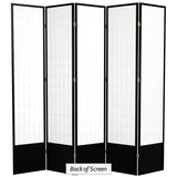 Red Lantern 7 ft. Tall Window Pane Shoji Screen - Black - 5 Panels Red Lantern