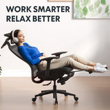 FLEXISPOT OC3 Cloud Ergonomic Office Chair with Footrest, Mesh Back Computer Chair, Home Office Desk Chairs, with Adjustable Lumbar Support/3D Headrest/Reliable Base, Elastic Foam Seat, Black, Cloud-F FLEXISPOT