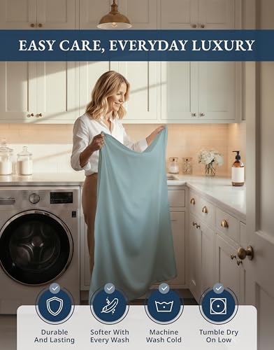 LANE LINEN 1000 Thread Count 100% Egyptian Cotton King Size Sheets – Silky Sateen Weave, Naturally Cooling & Durable, Ultra-Soft Luxury You Can Feel,15" Deep Pocket King Sheet Set – French Blue LANE LINEN