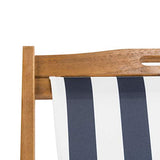 Safavieh PAT7040A-SET2 Outdoor Collection Loren Teak, White Foldable Sling Adirondack Chair, Natural/Navy Stripe Safavieh
