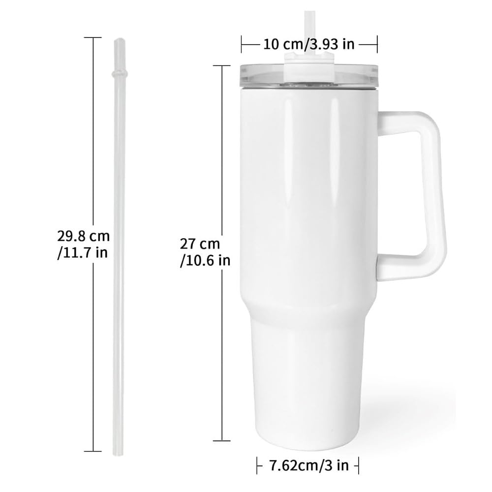 Icesip 24Pack 40oz Sublimation Tumblers with White Handle, Stainless Steel Double Wall Vacuum Insulated Travel Mugs, Sublimation Tumbler for Heat Transfer Machine Printing Icesip
