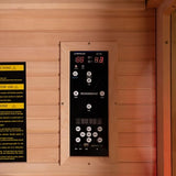 Woodbridge Infrared Home Sauna Room 2 Person Hemlock Wooden Indoor Sauna,7 Carbon 2230W/120V Heaters,with Led Color Therapy Light,Bluetooth Speaker,Tempered Glass,Touch-Tone Keypad and A Top Vent WOODBRIDGE