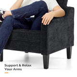 VINGLI Living Room Chairs Set of 2, Black Accent Chair 5.5" Thick Seat Cushion Comfy Chair Soft Chenille Side Chair Upholstered Arm Chair for Bedroom, Play Room, Apartment, Office (Black) VINGLI