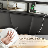 RALGEND Queen Bed Frame with Headboard, LED Upholstered Bed Frame with Charging Station, Metal Platform Bed with Under Bed Storage, No Box Spring Needed, Noise Free, Easy Assembly, Black RALGEND