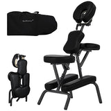 Pazidom Portable Massage Chair - Tattoo Chair with 4 Inch Thick Sponge, Height Adjustable, Light Weight, Foldable Spa Chair w/Face Cradle & Carrying Bag, Load Capacity 250LBS, Black Pazidom