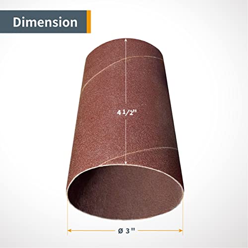POWERTEC 11215 4.5 Inch Sanding Sleeves for Spindle Sander | 120 Grit | Aluminum Oxide Sandpaper Diameter 3 Inch – 3 Pack POWERTEC