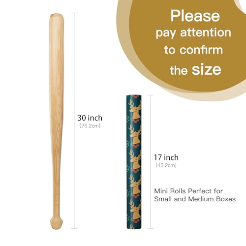 WRAPAHOLIC Christmas Wrapping Paper Roll - 17 Inch x 16.4 Feet per Roll - Dark Green Mini Roll, Reindeer Design Perfect for Christmas Holiday Gift Packing WRAPAHOLIC