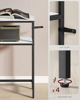 VASAGLE Console Table, 2-Tier Narrow Sofa Table with 2 Shelves, 7.9 x 39.4 x 31.5 Inches, for Living Room, Hallway, Entryway, Marble White and Ink Black ULNT131W59V1 VASAGLE