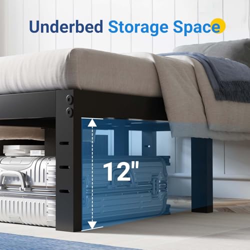 Avenco Metal Platform Bed Frame Full Size 14 Inch – Noise Free Quiet Design, Heavy Duty Steel Support, Under Bed Storage, Easy Assembly, No Box Spring Needed Avenco