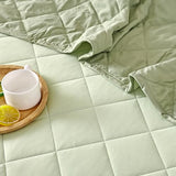 EVOLIVE Elastane Diamind Quilted All Season Light Weight Single Reversible Cooling Quilt/Comforter (Green, Twin) EVOLIVE