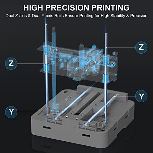 TINA2 Mini 3D Printer, HEPHI3D FDM 3D Printers for Beginners, Fully Assembled Auto Leveling 3D Printer for Kids, Resume Printing Function, Fully Open Source, Removable Flexible Magnetic Build - WoodArtSupply