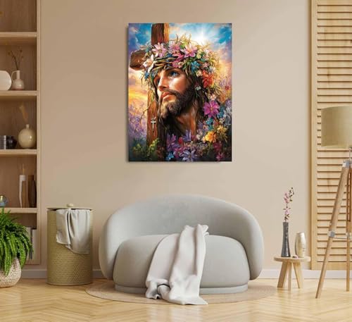 Jesus Paint by Numbers Kit for Adults, 16"x20" Canvas Painting Kit for Beginners, Modern Aesthetic DIY Paint by Number on Canvas for Home Wall Decor 367 WoodArtSupply