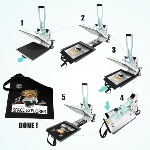 BetterSub Heat Press 15x15 inch Digital Heat Press Machine, Slide Out Industrial Quality T-Shirt Heat Transfer Machine Teal BetterSub