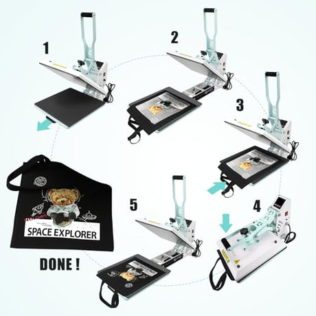 BetterSub Heat Press 15x15 inch Digital Heat Press Machine, Slide Out Industrial Quality T-Shirt Heat Transfer Machine Teal BetterSub