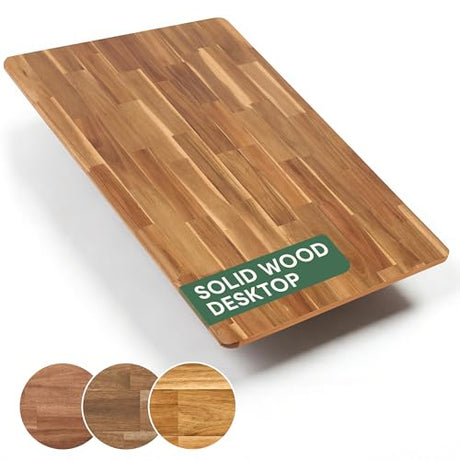 FLEXISPOT Acacia Solid Wood 55"x28" Butcher Block Desktop – Thick Beveled Edge Tabletop for Standing Desk, Office Table, Workbench, DIY Furniture Projects, Natural FLEXISPOT