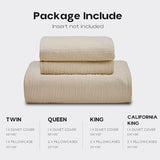 Simple&Opulence Linen Muslin Duvet Cover Set Queen Size, 3Pcs Khaki Linen Cotton 3-Layer Gauze Minimalist Comforter Cover 88”x92”, Ultra Soft Breathable Seersucker Bedding Set with 2 Pillowcases Simple&Opulence