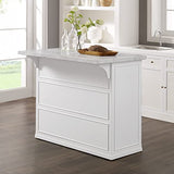 Crosley Furniture Cutler Faux Marble Top Kitchen Island with Storage, Breakfast Bar, Microwave Stand, White Crosley Furniture