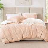 Love's cabin Pink Queen Comforter Set - Queen Size Comforter Set, 3 Pieces Cute Floral Bedding Sets for All Seasons,1 Soft Reversible Botanical Flowers Comforter and 2 Pillow Shams Love's cabin