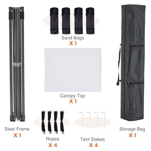 Sweetcrispy 10 x 10 Ft Pop Up Canopy Tent Outdoor Use, Portable Shade Waterproof Beach Tent with Sand Bags for Events Backyard Parties, White Sweetcrispy