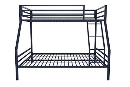 Novogratz Maxwell Twin-Over-Full Metal Bunk Bed with Ladder and Guardrails, Navy Blue