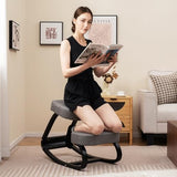 Giantex Ergonomic Kneeling Chair, Rocking Posture Chair with Padded Cushion, Knee Chair for Back Neck Pain Relief, Wooden Kneeling Desk Chair for Home Office Giantex