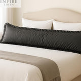 Empire Linen Ruffled Body Pillowcase | Cotton Satin Weave | Soft & Breathable with Hidden Zipper | Decorative Single Ruffle Cover | Dark Grey, 20x48 Empire Linens