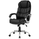 FDW Office Chair Computer High Back Adjustable Ergonomic Desk Chair Executive PU Leather Swivel Task Chair with Armrests Lumbar Support (Black) FDW