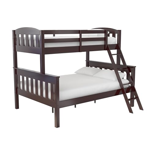 DHP Airlie Espresso Twin-Over-Full Convertible Bunk Bed with Ladder and Guardrails DHP