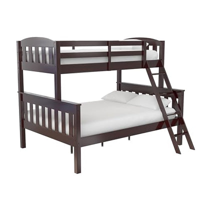 DHP Airlie Espresso Twin-Over-Full Convertible Bunk Bed with Ladder and Guardrails - WoodArtSupply