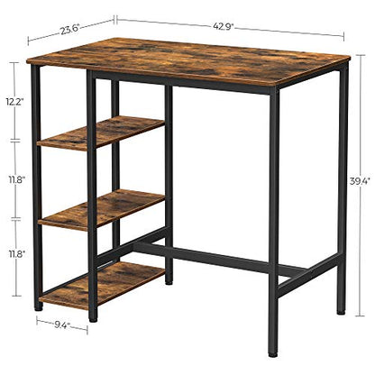 VASAGLE Industrial Bar Table with Sturdy Metal Frame in Rustic Brown - Easy Assembly and Stylish Design