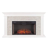 SEI Furniture Canyon Heights Faux Stacked Stone Electric Fireplace, White SEI Furniture