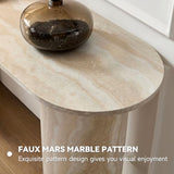 LKTART 55" MDF Console Table for Entryway, Narrow Entryway Table with Faux Mars Marble Pattern, Couch Table Behind Sofa with Curved Legs for Living Room Hallway Foyer LKTART