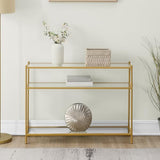 Convenience Concepts Royal Crest Glass Console Hall Table 42" - 3 Tier Modern, Contemporary Narrow Display Accent with Storage Shelves for Living Room, Entryway, Hallway, & Bedroom, Gold Convenience Concepts