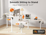 WALKINGDESK 75x61 Inches Reversible L Shaped Standing Desk Height Adjustable with Cup Holder, Electric Corner Computer Workstation for Home Office, Ergonomic Sit Stand up Gaming Desk, White WALKINGDESK