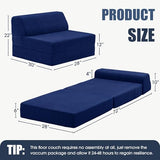 Kasunpul Folding Sofa Bed with Pillow, Memory Foam Fold Out Chair Bed, Convertible Sleeper Chair with Washable Cover, Futon Floor Couch for Living Room/Dorm/Guest Use/Home Office/Apartment, Navy Blue Kasunpul